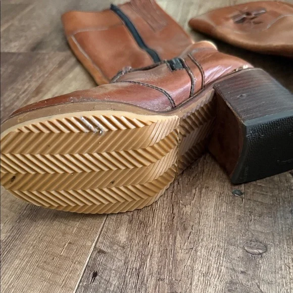 Vintage Tan Leather Heeled Boots Size 7.5 M - Picture 6 of 8